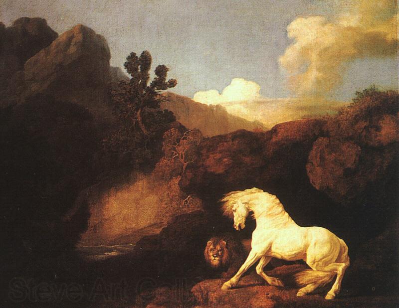 George Stubbs A Horse Frightened by a Lion Spain oil painting art